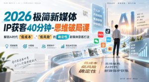 2026极简新媒体IP获客40分钟-思维破局课，解锁Ai时代“低成本”、“低风险”的确定性新媒体获客打法-稀缺资源库