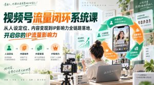 视频号流量闭环系统课,从人设定位、内容变现到IP影响力全链路落地,开启你的IP流量影响力-稀缺资源库