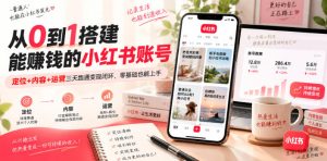 从0到1搭建能賺钱的小红书账号，定位+内容+运营三天跑通变现闭环-稀缺资源库