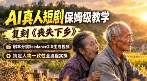 AI真人短剧保姆级教学,复刻《丧失下乡》,剧本分镜Seedance2.0生成视频,搞定人物一致性全流程实操-稀缺资源库
