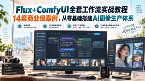 Flux+ComfyUI全套工作流实战教程|14套商业级案例,从零基础搭建AI图像生产体系-稀缺资源库