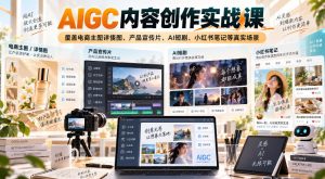 AIGC内容创作实战课,覆盖电商主图详情图、产品宣传片、AI短剧、小红书笔记等真实场景-稀缺资源库