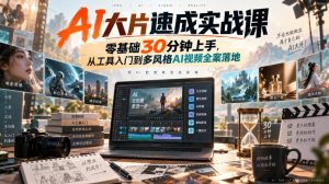 AI大片速成实战课|零基础30分钟上手,从工具入门到多风格AI视频全案落地-稀缺资源库