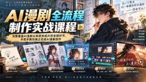 AI漫剧全流程制作实战课程，完整覆盖AI漫剧从构思到成片的全部环节，手把手教你独立完成AI漫剧创作-稀缺资源库