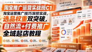 淘宝推广运营实战班C1|淘宝运营推广技巧深挖实战,选品权重双突破,自然流+付费推广全域起店教程-稀缺资源库