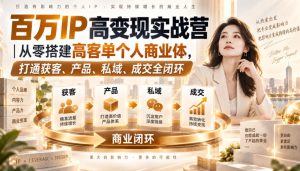 百万IP高变现实战营｜从零搭建高客单个人商业体，打通获客、产品、私域、成交全闭环​-稀缺资源库
