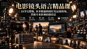 电影镜头语言精品课|18节完整版,从零精通构图灯光运镜转场,掌握专业影视拍摄技法-稀缺资源库