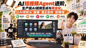AI短视频Agent进阶,生产级AI视频生成与商业化,让AI视频从”能看”真正走向”能賺钱”-稀缺资源库