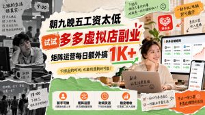 朝九晚五工资太低,试试多多虚拟店副业,矩阵运营每日额外搞1K+【揭秘】-稀缺资源库