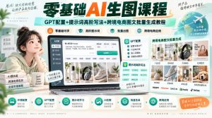 零基础AI生图课程，GPT配置+提示词高阶写法+跨境电商图文批量生成教程-稀缺资源库