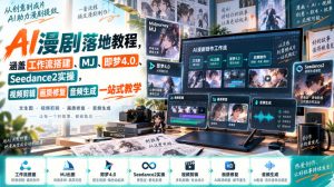 AI漫剧落地教程,涵盖工作流搭建、MJ、即梦4.0、Seedance2实操,视频剪辑画质修复音频生成一站式教学-稀缺资源库