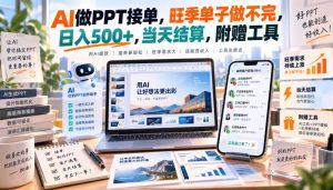 AI做PPT接单,旺季单子做不完,日入500+,当天结算,附赠工具【揭秘】-稀缺资源库