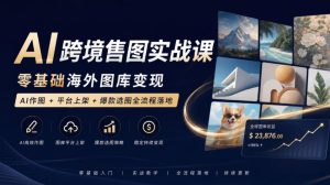 AI跨境售图实战课,零基础海外图库变现,AI作图+平台上架+爆款选图全流程落地-稀缺资源库