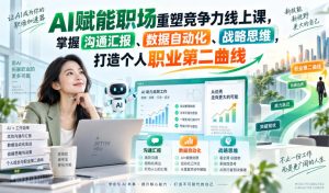 AI赋能职场重塑竞争力线上课,掌握沟通汇报、数据自动化、战略思维,打造个人职业第二曲线-稀缺资源库