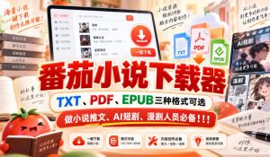 番茄小说下载器，TXT、PDF、EPUB三种格式可选，做小说推文、AI短剧、漫剧人员必备！！！-稀缺资源库