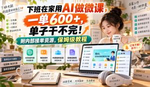 下班在家用AI做微课,一单600+,单子干不完!附内部接单资源,保姆级教程【揭秘】-稀缺资源库