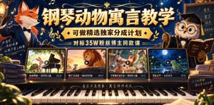 钢琴动物寓言教学，可做精选独家分成计划，对标35W粉丝博主同款课-稀缺资源库
