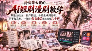 抖音某大佬的Ai短剧漫剧教学，从选文改文、资产搭建、分镜生成到剪辑、多平台发布，一部剧41集5亿播放变现几十W-稀缺资源库