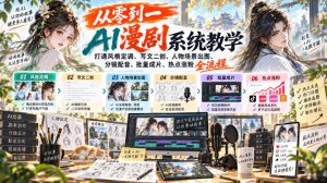 从零到一AI漫剧系统教学,打通风格定调、写文二创、人物场景出图、分镜配音、批量成片、热点涨粉全流程-稀缺资源库