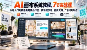 AI画布系统教程,7节实战课从零入门到精通电商商品作图、精准提示词、视频复刻、广告成片制作-稀缺资源库
