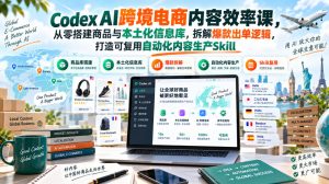 Codex AI跨境电商内容效率课,从零搭建商品与本土化信息库,拆解爆款出单逻辑,打造可复用自动化内容生产Skill-稀缺资源库