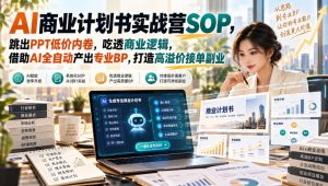 【无水印】AI商业计划书实战营SOP,跳出PPT低价内卷,吃透商业逻辑,借助AI全自动产出专业BP,打造高溢价接单副业-稀缺资源库