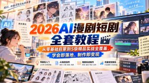 【无水印】2026AI漫剧短剧全套教程,从零基础启蒙到S级精品实战全覆盖,学会即落地、制作即变现-稀缺资源库