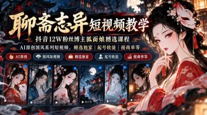聊斋志异短视频教学，抖音12W粉丝博主狐面娘精选课程，AI原创国风系列短视频，精选独家丨起号收徒丨接商单等-稀缺资源库