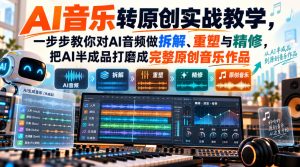 AI音乐转原创实战教学,一步步教你对AI音频做拆解、重塑与精修,把AI半成品打磨成完整原创音乐作品-稀缺资源库