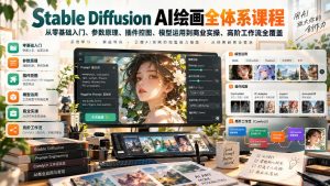 【无水印】Stable Diffusion AI绘画全体系课程,从零基础入门、参数原理、插件控图、模型运用到商业实操、高阶工作流全覆盖-稀缺资源库