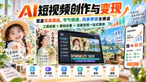 AI短视频创作与变现，覆盖写真萌娃、节气情感、风景带货全赛道，工具实操+原创去重+流量变现一站式落地-稀缺资源库