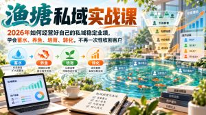渔塘私域实战课，2026年如何经营好自己的私域稳定业绩，学会蓄水、养鱼、培育、转化，不再一次性收割客户-稀缺资源库