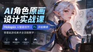 AI角色原画设计实战课｜Holopix AI智能创作+PS手绘精修，零基础游戏美术全流程教学-稀缺资源库