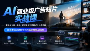 AI商业级广告短片实战课,覆盖从文案、脚本、素材生成到剪辑成片的全流程,帮你做出可对外交付的商业质感AI短片-稀缺资源库