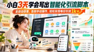 小白3天学会写出智能化引流脚本,全自动获客,告别手动操作,轻松实现每日引流1k+-稀缺资源库