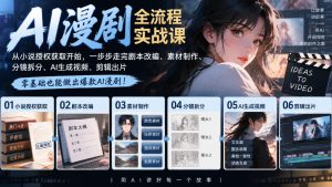 AI漫剧全流程实战课｜从小说授权获取开始，一步步走完剧本改编、素材制作、分镜拆分、AI生成视频、剪辑出片全流程-稀缺资源库