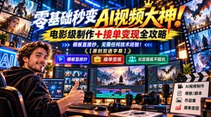 零基础秒变AI视频大神!电影级制作+接单变现全攻略,模板直接抄,无需任何技术经验!【原创双语字幕】-稀缺资源库