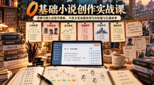 0基础小说创作实战课｜掌握大纲人设情节模板，不用文笔也能高效写出短篇与长篇故事-稀缺资源库