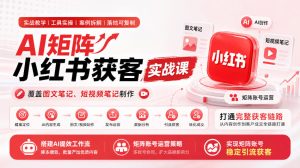 AI矩阵小红书获客实战课，覆盖图文笔记、短视频笔记制作，打通完整获客链路，搭建AI提效工作流，实现矩阵账号稳定引流获客-稀缺资源库