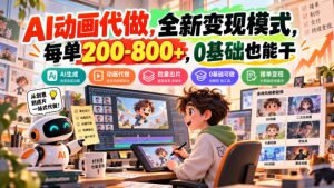 AI动画代做，全新变现模式，每单200-800+，0基础也能干【揭秘】-稀缺资源库