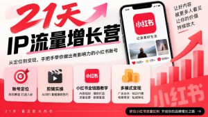 21天IP流量增长营,小红书全链路教学,账号定位剪辑实操,多模式变现系统课-稀缺资源库