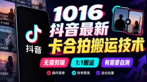 1016抖音最新卡合拍搬运技术,无需剪辑1:1搬运,有需要自测-稀缺资源库
