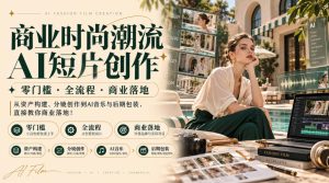 商业时尚潮流AI短片创作|零门槛・全流程・商业落地,从资产构建、分镜创作到AI音乐与后期包装,直接教你商业落地!-稀缺资源库
