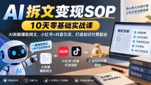 AI拆文变现SOP|10天零基础实战课,AI拆解爆款网文,小红书+抖音引流,打造知识付费副业-稀缺资源库