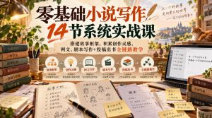 零基础小说写作14节系统实战课,搭建故事框架,积累创作灵感,网文、剧本写作+投稿出书全链路教学-稀缺资源库