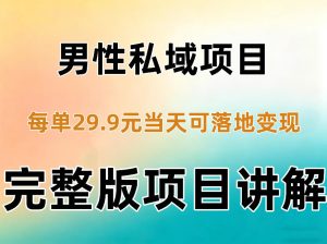 男性私域项目每单29.9,当天就能落地变现【不是S粉项目】详细拆解-稀缺资源库