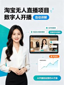 淘宝无人直播项目|数字人直播带货AI解决方案,24小时无人值守开播,数字人自动讲解商品卖点,轻松赚取佣金【揭秘】-稀缺资源库