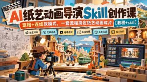 AI纸艺动画导演Skill创作课|定格+连续双模式,一套流程搞定纸艺动画成片【教程+skill】-稀缺资源库