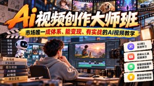 Ai视频创作大师班,市场唯一成体系、能变现、有实战的AI视频教学(更新2026)-稀缺资源库