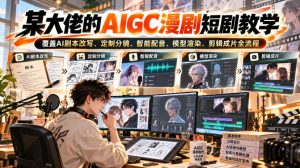 某大佬的AIGC漫剧短剧教学，覆盖AI剧本改写、定制分镜、智能配音、模型渲染、剪辑成片全流程-稀缺资源库
